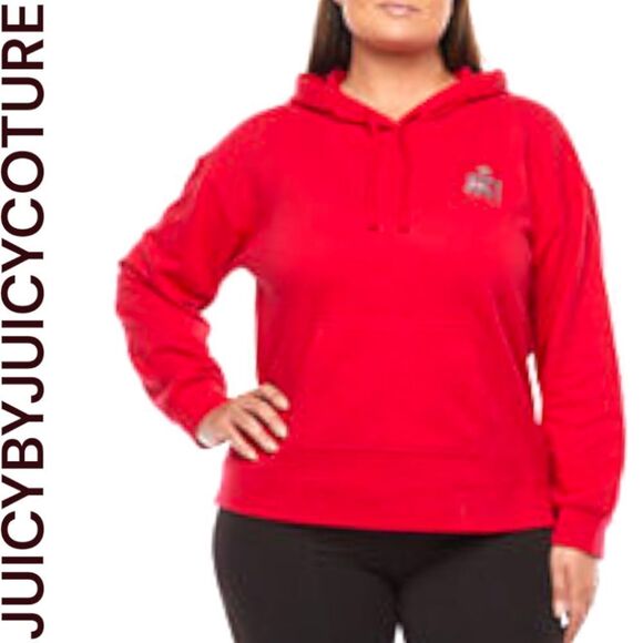 $72JUICYBYJUICY Couture PLUS SIZE Red Terry Cloth Hoodie With Black Pants Set 2X - Picture 1 of 16